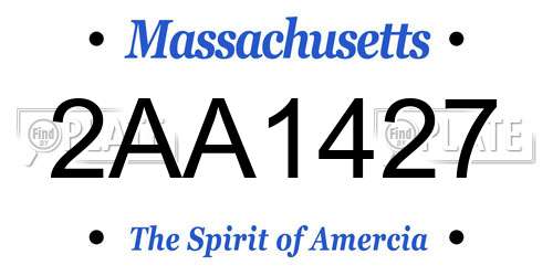 2AA1427 Massachusetts License Plate