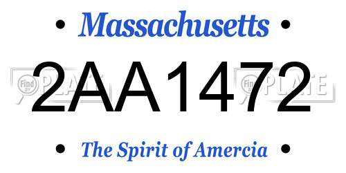 2AA1472 Massachusetts License Plate