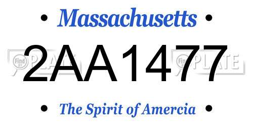 2AA1477 Massachusetts License Plate