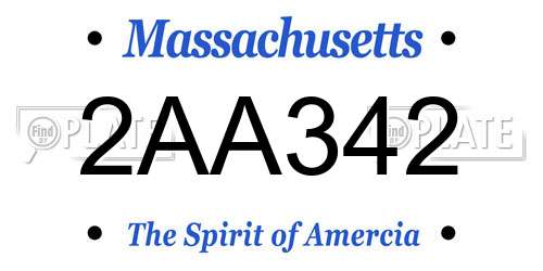 2AA342 Massachusetts License Plate