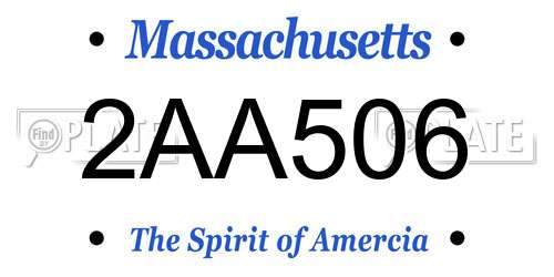 2AA506 Massachusetts License Plate