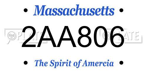 2AA806 Massachusetts License Plate