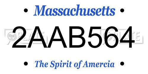 2AAB564 Massachusetts License Plate