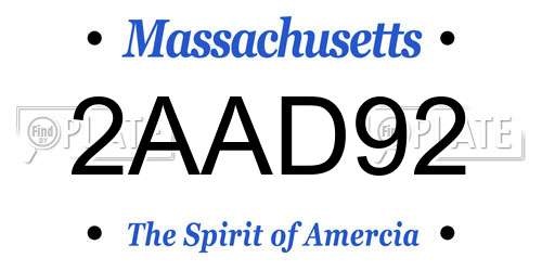 2AAD92 Massachusetts License Plate