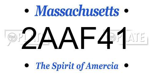 2AAF41 Massachusetts License Plate