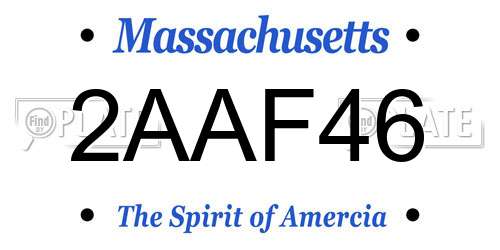 2AAF46 Massachusetts License Plate