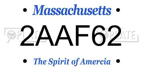 2AAF62 Massachusetts License Plate