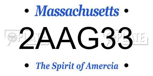 2AAG33 Massachusetts License Plate
