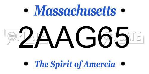 2AAG65 Massachusetts License Plate