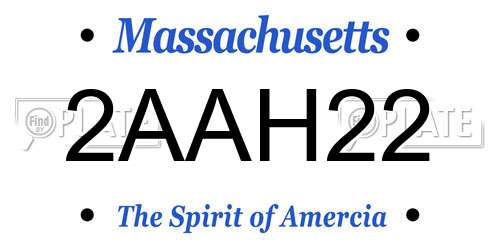 2AAH22 Massachusetts License Plate
