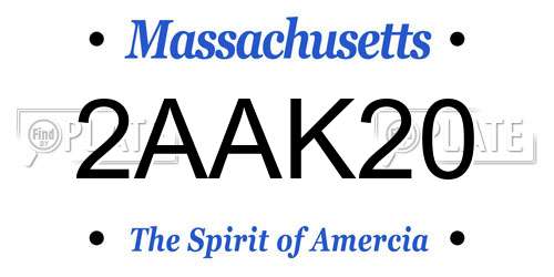 2AAK20 Massachusetts License Plate