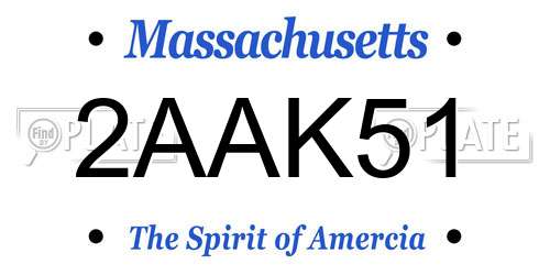 2AAK51 Massachusetts License Plate