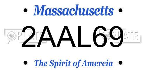 2AAL69 Massachusetts License Plate