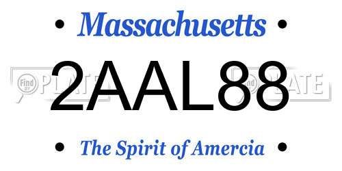 2AAL88 Massachusetts License Plate