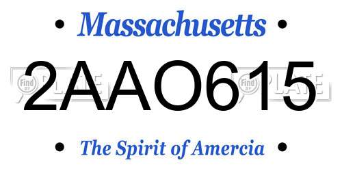 2AAO615 Massachusetts License Plate