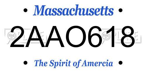 2AAO618 Massachusetts License Plate