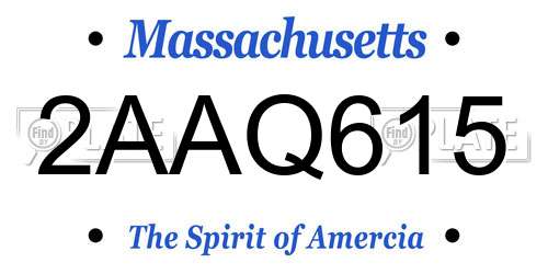 2AAQ615 Massachusetts License Plate