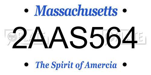 2AAS564 Massachusetts License Plate