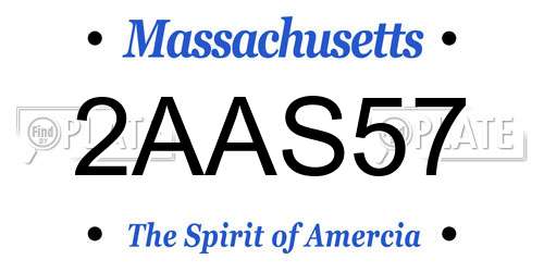 2AAS57 Massachusetts License Plate