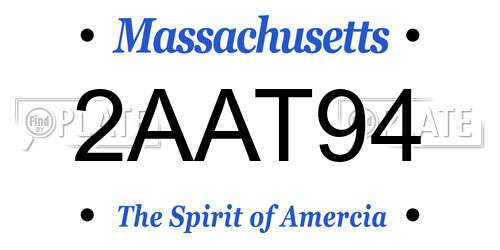 2AAT94 Massachusetts License Plate