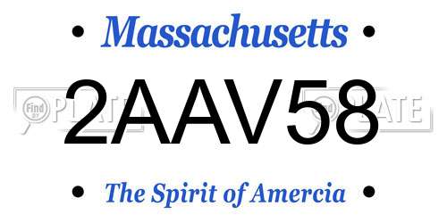 2AAV58 Massachusetts License Plate