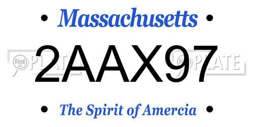 2AAX97 Massachusetts License Plate