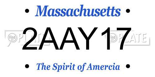 2AAY17 Massachusetts License Plate