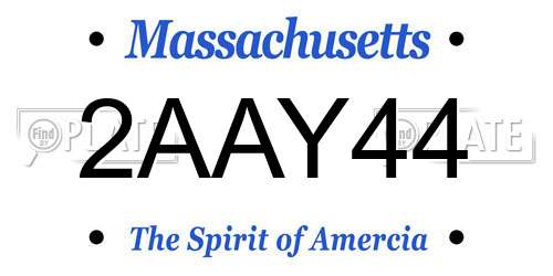 2AAY44 Massachusetts License Plate