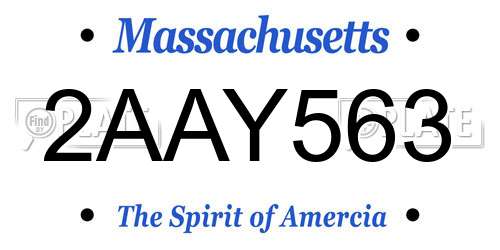 2AAY563 Massachusetts License Plate