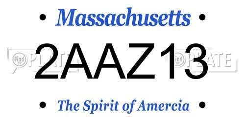 2AAZ13 Massachusetts License Plate