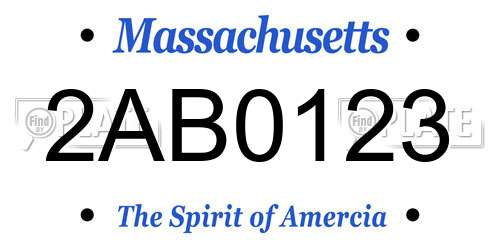 2AB0123 Massachusetts License Plate