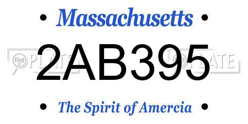 2AB395 Massachusetts License Plate