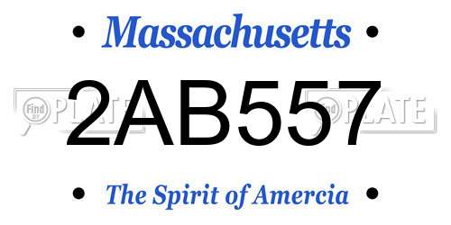 2AB557 Massachusetts License Plate