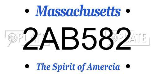 2AB582 Massachusetts License Plate