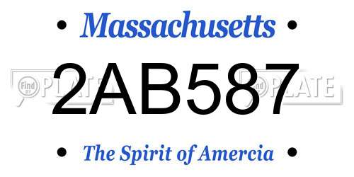 2AB587 Massachusetts License Plate