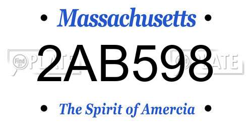 2AB598 Massachusetts License Plate