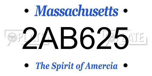 2AB625 Massachusetts License Plate