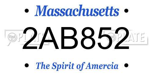 2AB852 Massachusetts License Plate