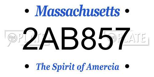 2AB857 Massachusetts License Plate