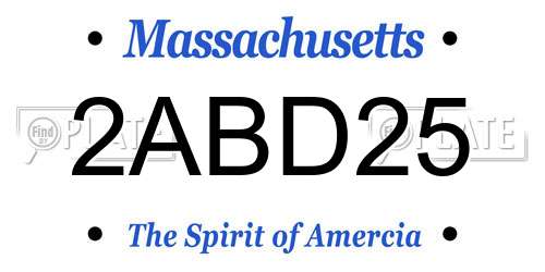 2ABD25 Massachusetts License Plate