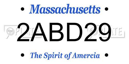 2ABD29 Massachusetts License Plate