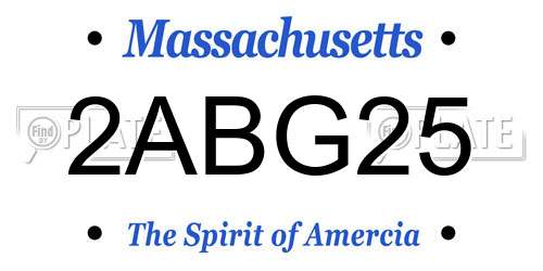 2ABG25 Massachusetts License Plate