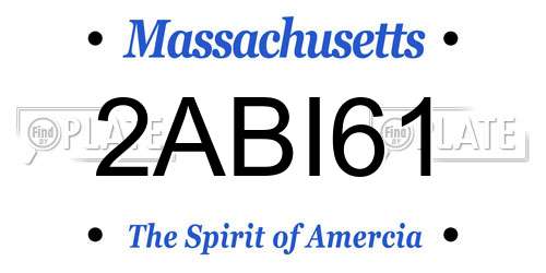2ABI61 Massachusetts License Plate