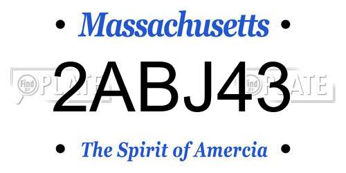 2ABJ43 Massachusetts License Plate