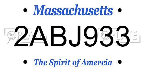 2ABJ933 Massachusetts License Plate