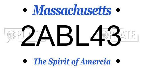2ABL43 Massachusetts License Plate