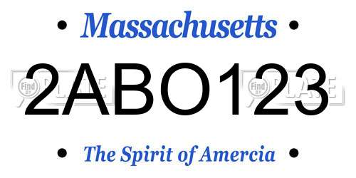 2ABO123 Massachusetts License Plate