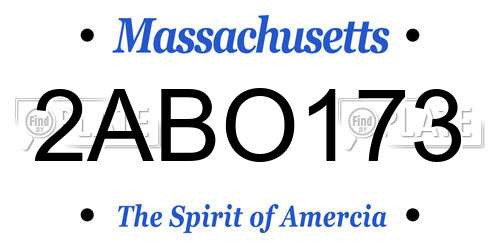 2ABO173 Massachusetts License Plate