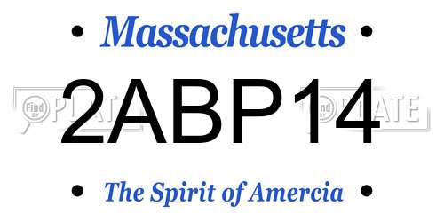 2ABP14 Massachusetts License Plate