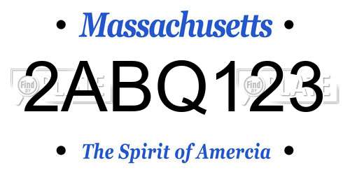 2ABQ123 Massachusetts License Plate